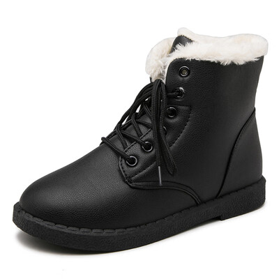 

2018 New winter students winter shoes short boots plus velvet womens shoes short barrel cotton shoes skin waterproof snow boots