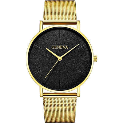 

Hot Fashion Mens Luxury Watch Stainless Steel Analog Quartz Mesh Band Wristwatch Male Minimalist Black Watches White Clock