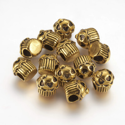 

Tibetan Style Alloy Cupcake European Beads Large Hole Beads Lead Free & Nickel Free Antique Golden 12x11x12mm