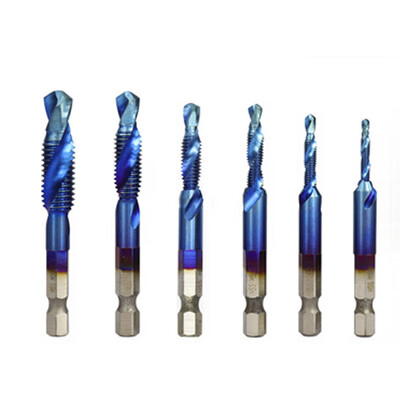 

6pcsSet M3-M10 Hex Shank HSS Screw Thread Metric Tap Drill Bits Blue Coated Pro