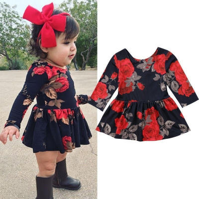 

Flower Kid Baby Girls Long Sleeve Party Pageant Prom Princess Dress Clothes