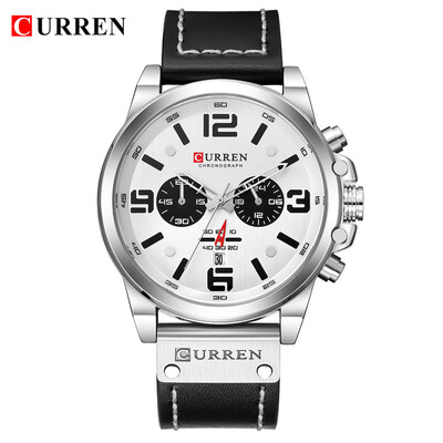 

Gobestart CURREN Mens Watches Sport Waterproof Calendar Leather Chronograph Quartz Watch