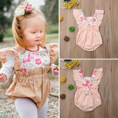 

New Baby Girl Infant Summer Ruffle Flower Romper Bodysuit Jumpsuit Outfit Clothes