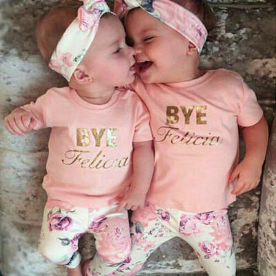

US Newborn Baby Girls Floral Outfit T-shirtPants Leggings 3Pcs Clothes Hairband