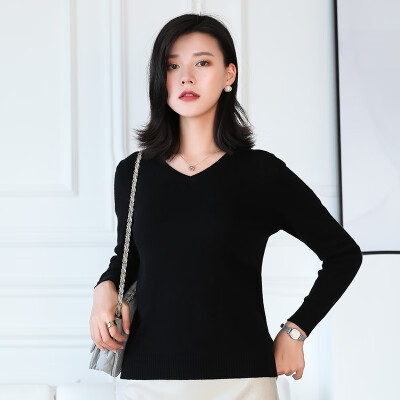 

QIANMUCHUN female V-neck cashmere bottoming shirt soft&comfortable 5778