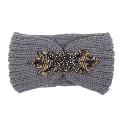 

Rhinestone Flower Womens Autumn Winter Knitted Headband Hair Hoop Headwear