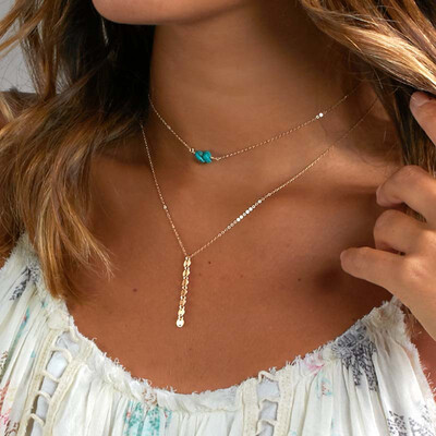 

European&American foreign trade new cross-border new turquoise exquisite handmade piece multi-layer necklace necklace female