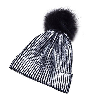 

Fashion Women Winter Warm Hat Glossy Pompom Beanies Cap Casual Knitted Hats