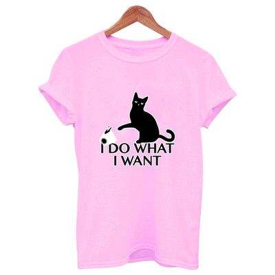 

Starmoon Women Summer Vintage Cat Print Tee Shirt Short Sleeve T-shirts Top Blouse