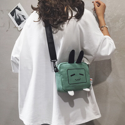 

Funny small bag female 2019 new Korean version of the cartoon Harajuku student canvas slung cute mini shoulder bag cute