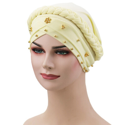 

Tailored Women Braid Indian Hat Muslim Stretch Turban Hat Chemo Cap Head Scarf Wrap Hots