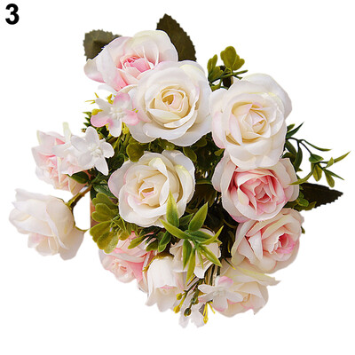 

1 Bouquet 15 Heads European Style Artificial Royal Rose Home Room Decor Flowers