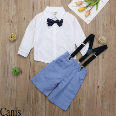 

Baby Clothes Kids Boys Wedding Party Suit TopOveralls Pants Tuxedo Outfits Set