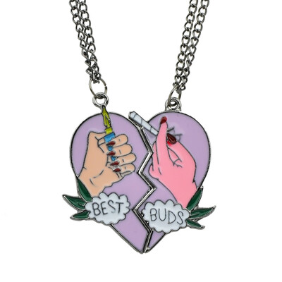 

Black Chain With Heart Pendant Necklace 2 PCSSet