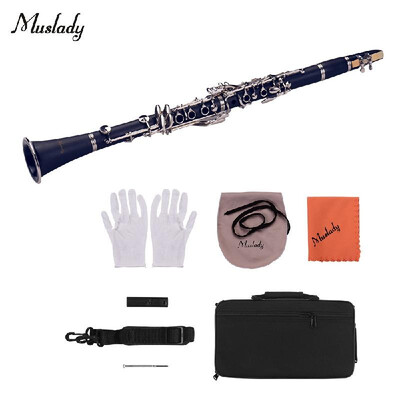 

Muslady ABS 17-Key Clarinet Bb Flat with Carry Case Gloves Cleaning Cloth Mini Screwdriver Reed Case 10pcs Reeds Woodwind Instrume