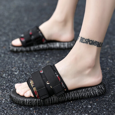 

Summer slippers one-word fashion wearing mens sandals outdoor herringbone summer beach sandals