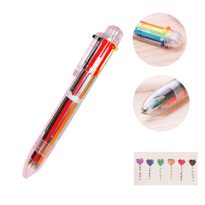 

6 in 1 Colorful Ballpoint Pen 05mm Creative Cute Pen For School Novelty Multicolor Pens School Office Stationary Supplies