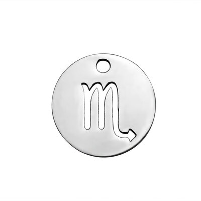 

304 Stainless Steel Charms Flat Round with ConstellationZodiac Sign Stainless Steel Color 12x1mm Hole 1mm