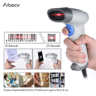 

Aibecy 2D QR 1D USB Barcode Scanner CCD Red Light PDF417 Screen Scanning Bar Code Reader Support Multiple Language for Wechat Alip