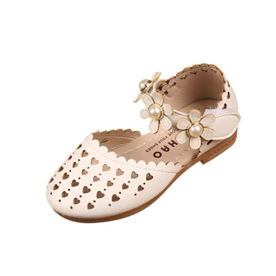 

Summer Children Infant Girls Flower Pearl Hollow Heart Sandals Princess Shoes