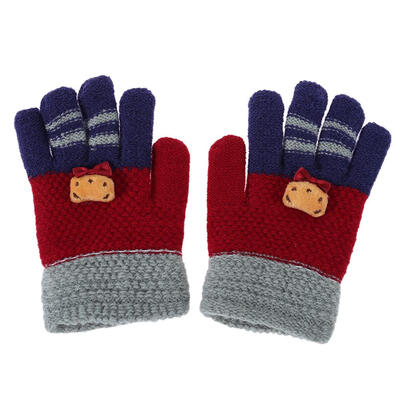 

Winter Elastic Warm Girls Finger Gloves Children Knitted Stretch Mittens