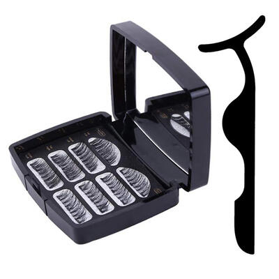 

8pcs False Eyelashes Makeup Handmade Natural Fake Eye Lashes with Mirror