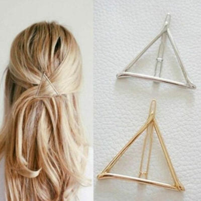 

Minimalist Girl Dainty Hair Clip Hollow Triangle Gold Silver Ponytail Hairpin