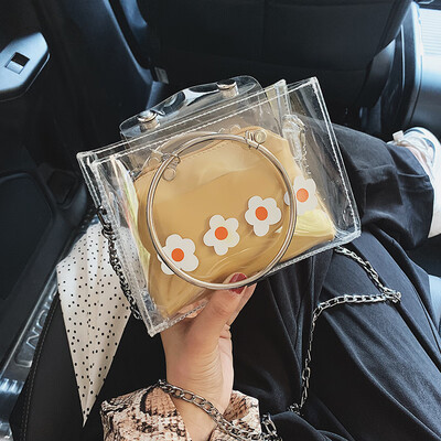 

Summer transparent small bag female 2019 new wave Korean version of the wild Messenger bag chain small fresh hand-held jelly package