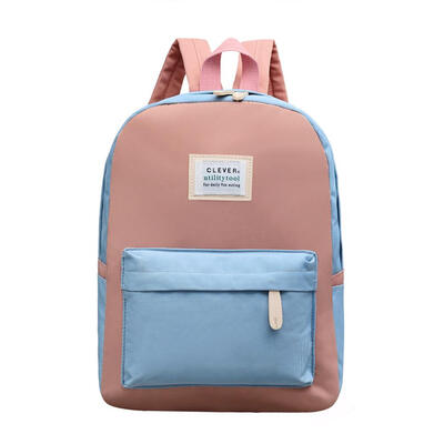 

Women Canvas Hit Color Backpack Large Capacity Shoulder Travel School Bags