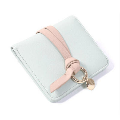 

Short Wallet Korean Style Fashion Mini PU Leather Womens Wallet Small Card Holder Coin Purse With Strap Ring For Girls