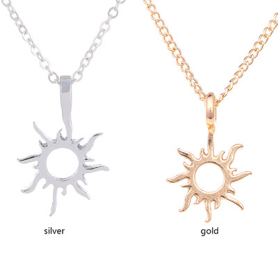 

Lucky Pendant Necklace Gold Feather Sun Chain Girls