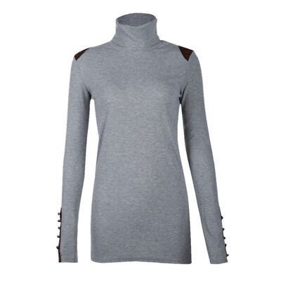 

Ladies Korean High Collar Women Bottoming Shirt Long Sweater Blouse Tops