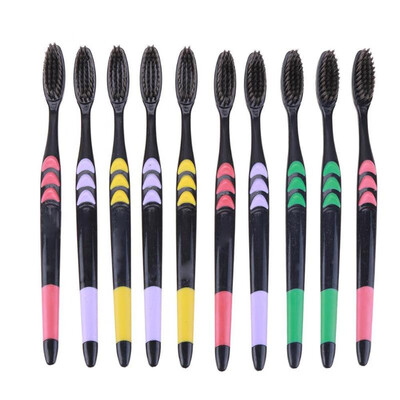 

Soft Bamboo Charcoal Black Toothbrush Adult Anti-Skid Care Tooth Brush