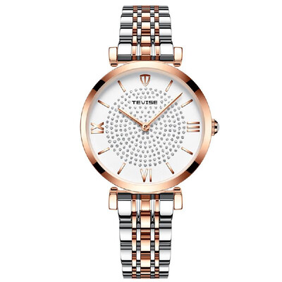 

TEVISE T09 Women Watches Feminine Waterproof Sport Quartz Watch Full Steel Military Watch Women Girl Clock for Female