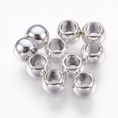 

Alloy European Beads Large Hole Beads Flat Round Silver 65x5mm Hole 4mm