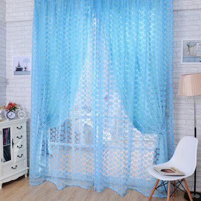 

Window Curtain Rose Pattern Sheer Voile Tulle Valances Balcony Curtain