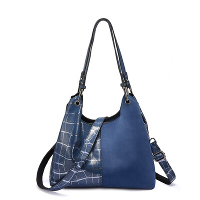 

REALER genuine leather shoulder bag Plaid pattern handbags women bags Patchwork Hobo bag fashion ladies bags high qualiity