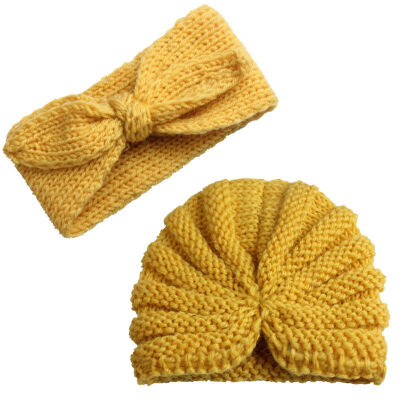 

Baby Kids Winter Warm Knitted Bow-knot-HeadbandCute Beanie Turban Hat Cap