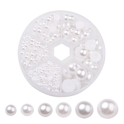 

PH PANDAHALL 1 Box Acrylic Faux Pearl Half Round Cabochons Flat Round Dome Imitation Pearls