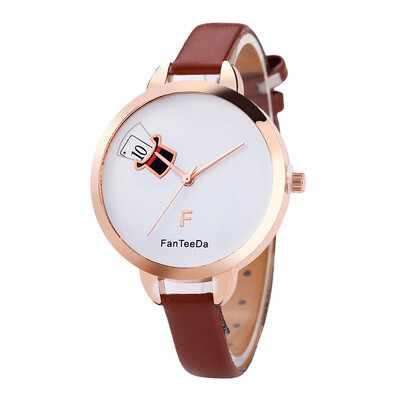

Temperament Womens Watches Simple Pattern Dial Ladies Fashion Quartz Wristwatch Golden border Clock Casual Gift Reloj Mujer