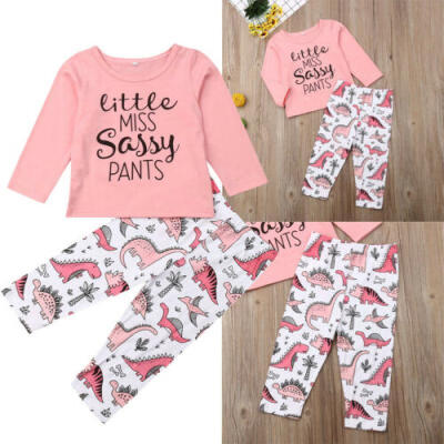 

2pcs Kids Baby Girl Outfit Casual T-shirt Tops Long Pants Leggings Clothes Set