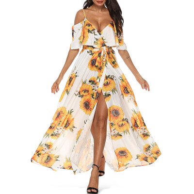 

Sunflower Open Shoulder Flounce Dress