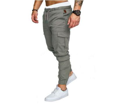 

Mens Slim Fit Urban Straight Leg Trousers Casual Pencil Jogger Cargo Pants