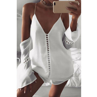 

Fashion Womens Deep V Neck Casual Shirt Tops Loose Plain Solid Blouse Plus Tops