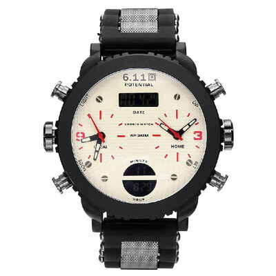 

611 Men Outdoor Sport Silica Gel Band Watches Multi-Functional Waterproof Digital Wristwatches