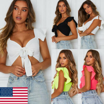 

Women Summer Casual Bodysuit Tank Top Vest Blouse Short Sleeve Crop Tops Shirt