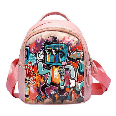 

Graffiti Print Leather Women Backpacks School Handbags Girls Mini Rucksacks
