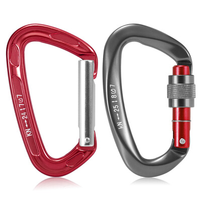 

24KN Non-locking Straight Gate Carabiner 25KN Twist Gate Carabiner Heavy Duty D Shape Buckle Pack Rappelling Hammock Locking Clip