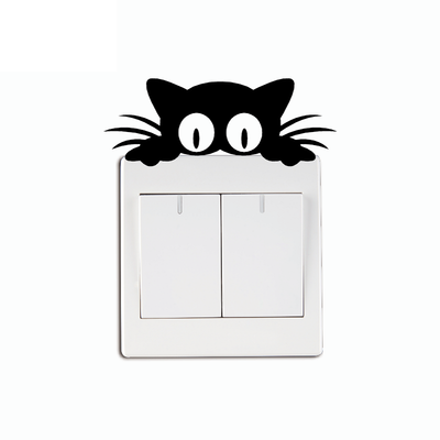 

Cat Head Light Switch Sticker Funny Cartoon Animal Vinyl Wall Stickers For Kids
