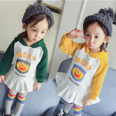 

Children Kids Baby Girl Letter Cartoon Print Hooded Pullover Tops Hoodie Clothes